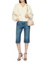 Figure View - Click To Enlarge - CHLOÉ - Slit Hem Capri Cotton Denim Pants