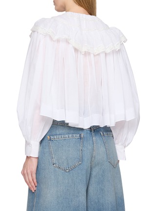 Back View - Click To Enlarge - CHLOÉ - Ruffle Capelet Lace Trim Cotton Blouse