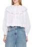 CHLOÉ Ruffle Capelet Lace Trim Cotton Blouse