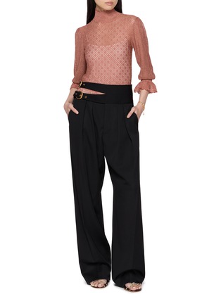 Figure View - Click To Enlarge - CHLOÉ - Ruffled High Neck Puff Sleeve Knit Sweater