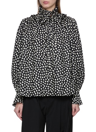 Main View - Click To Enlarge - CHLOÉ - Ruffled Polka Dot Jacquard Silk Blouse
