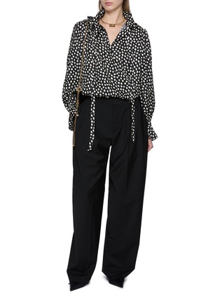 Figure View - Click To Enlarge - CHLOÉ - Ruffled Polka Dot Jacquard Silk Blouse