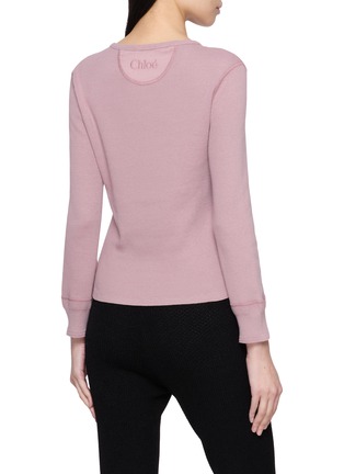 Back View - Click To Enlarge - CHLOÉ - Henley Button Placket Cotton Knit Top