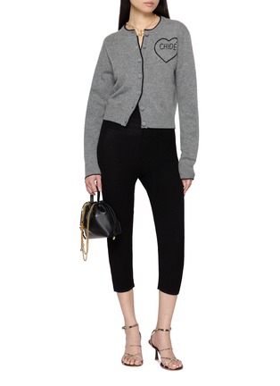 Figure View - Click To Enlarge - CHLOÉ - Heart Motif Logo Wool Cashmere Knit Cardigan