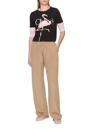 Figure View - Click To Enlarge - CHLOÉ - Logo Flamingo Print Cotton Jersey T-Shirt