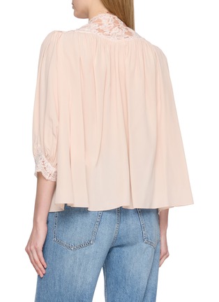 Back View - Click To Enlarge - CHLOÉ - Lace Panel Balloon Sleeve Blouse