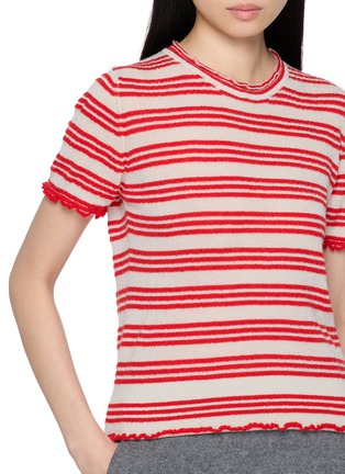  - BARRIE - Striped Cashmere Cotton Blend Seersucker Knit Top