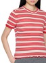  - BARRIE - Striped Cashmere Cotton Blend Seersucker Knit Top