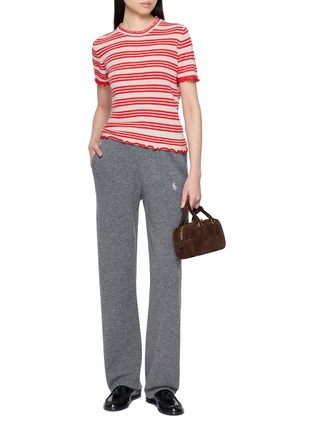 Figure View - Click To Enlarge - BARRIE - Striped Cashmere Cotton Blend Seersucker Knit Top