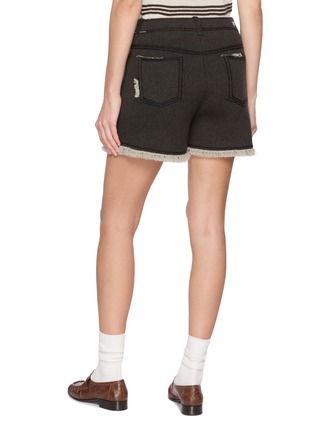 Back View - Click To Enlarge - BARRIE - Frayed Hem Dark Wash Denim Shorts