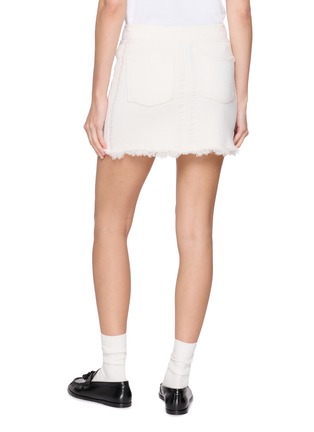 Back View - Click To Enlarge - BARRIE - Frayed Hem Cashmere Cotton Mini Skirt