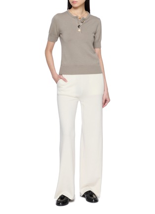 Figure View - Click To Enlarge - BARRIE - Short Sleeve Mismatch Button Cashmere Cotton Knit Top