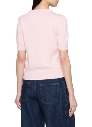 Back View - Click To Enlarge - BARRIE - Short Sleeve Mismatch Button Cashmere Cotton Knit Top