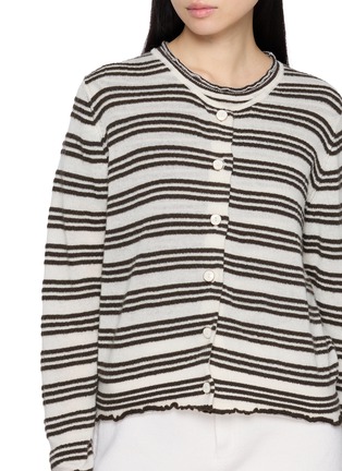  - BARRIE - Striped Seersucker Knit Cardigan