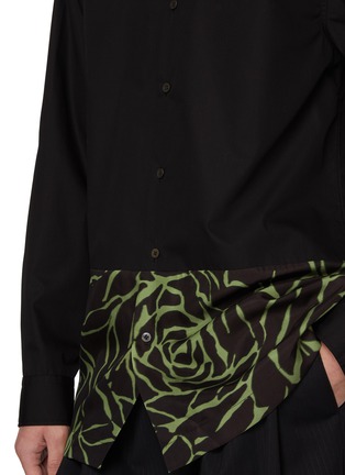  - DRIES VAN NOTEN - Long Sleeve Flower Outline Dot Cotton Poplin Shirt