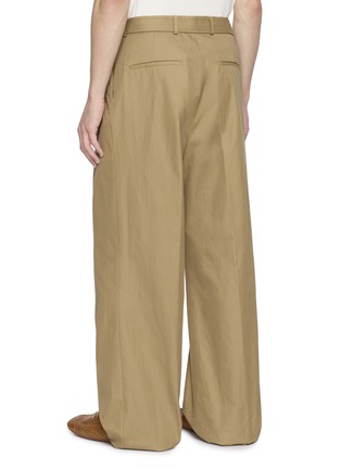 Back View - Click To Enlarge - DRIES VAN NOTEN - Belted Pleated Cotton Pants