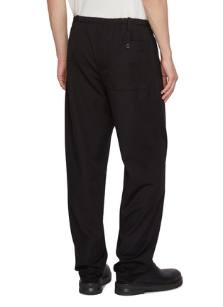 Back View - Click To Enlarge - DRIES VAN NOTEN - Drawstring Waist Straight Leg Cotton Wool Pants