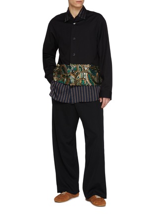 Figure View - Click To Enlarge - DRIES VAN NOTEN - Embroidered Panel Cruz Cotton Wool Shirt