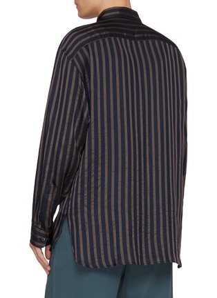 Back View - Click To Enlarge - DRIES VAN NOTEN - Long Sleeve Striped Cupro Shirt