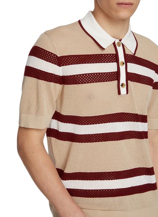  - DRIES VAN NOTEN - Short Sleeve Thick Striped Wool Knit Polo Top