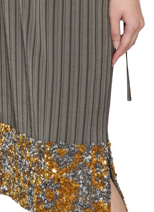  - DRIES VAN NOTEN - Striped Sequin Hem Midi Skirt