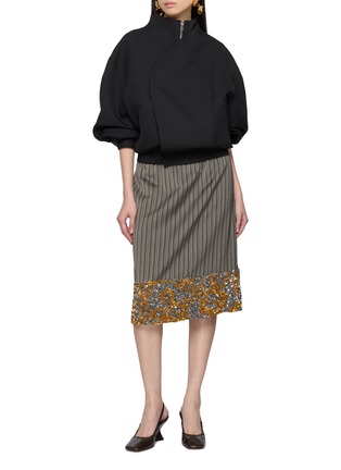 Figure View - Click To Enlarge - DRIES VAN NOTEN - Striped Sequin Hem Midi Skirt