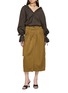 Figure View - Click To Enlarge - DRIES VAN NOTEN - Savannah Overdyed Cupro Cargo Skirt