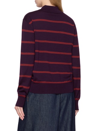 Back View - Click To Enlarge - DRIES VAN NOTEN - Tuno Striped Wool Polo Shirt