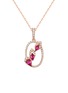LC COLLECTION JEWELLERY Oval Motif 18K Rose Gold Ruby Diamond Pendant Necklace — Size 18