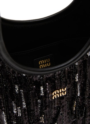 Detail View - Click To Enlarge - MIU MIU - Ivy Crystal Sequin Fringe Satin Handbag