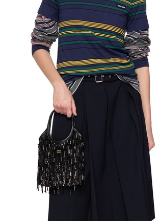 Front View - Click To Enlarge - MIU MIU - Ivy Crystal Sequin Fringe Satin Handbag