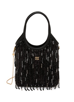 Main View - Click To Enlarge - MIU MIU - Ivy Crystal Sequin Fringe Satin Handbag