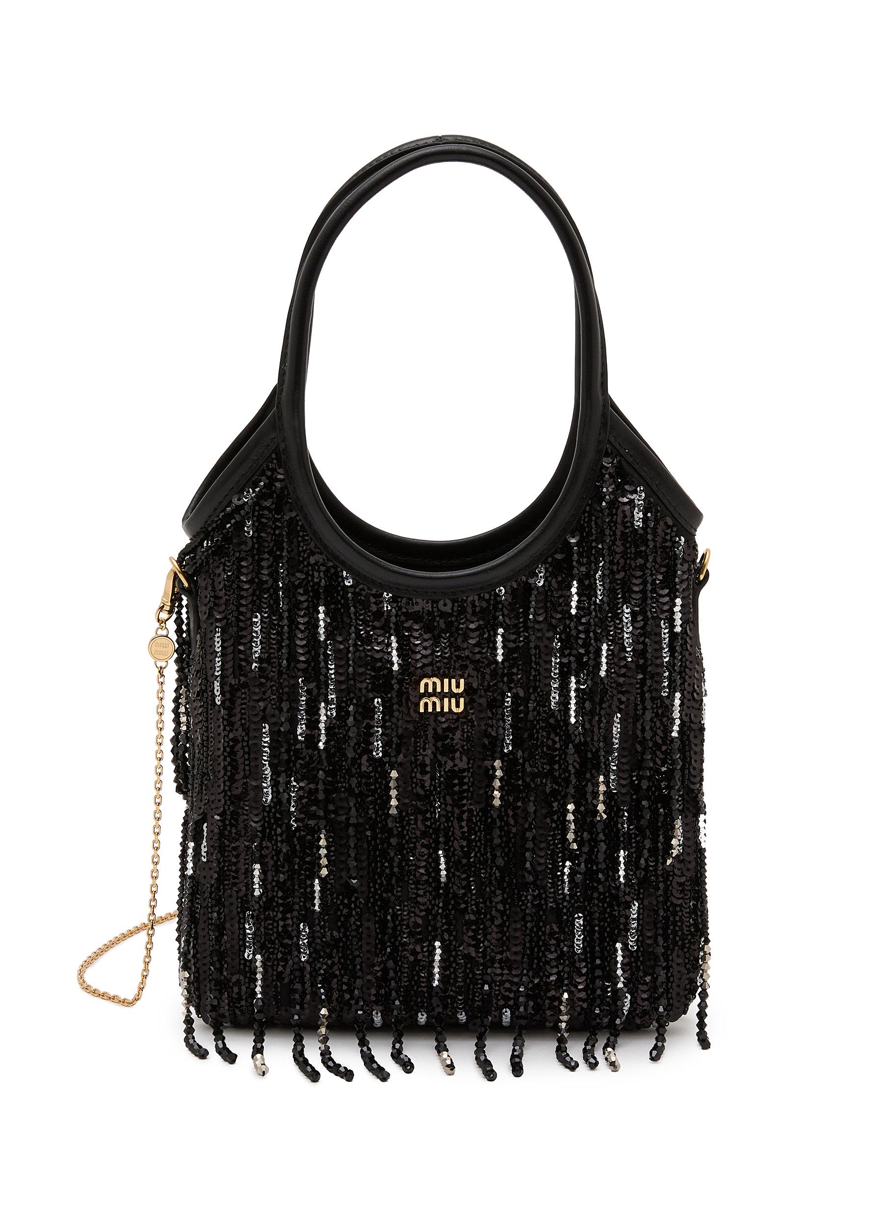 MIU MIU | Ivy Crystal Sequin Fringe Satin Handbag | Women | Lane