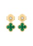 LC COLLECTION JEWELLERY Clover 18K Gold Diamond Emerald Drop Earrings