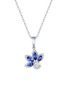 LC COLLECTION JEWELLERY Petal Bloom 18K White Gold Diamond Sapphire Pendant Necklace — Size 18