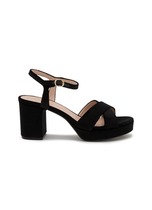 Main View - Click To Enlarge - STUART WEITZMAN - Danya 80 Silk Velvet Platform Sandals