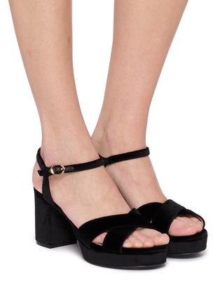 Figure View - Click To Enlarge - STUART WEITZMAN - Danya 80 Silk Velvet Platform Sandals