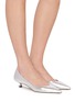 Figure View - Click To Enlarge - STUART WEITZMAN - Eva 35 Metallic Leather Pumps