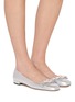 Figure View - Click To Enlarge - STUART WEITZMAN - Metallic Leather Flat Ballerinas