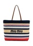 MIU MIU E/W Woven Stripe Shopper Bag