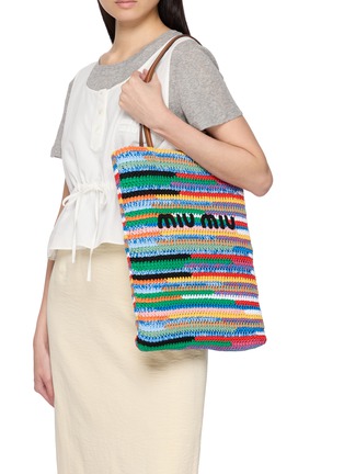 Figure View - Click To Enlarge - MIU MIU - Woven Cotton Crochet Tote Bag