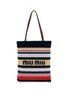 MIU MIU N/S Woven Stripe Shopper Bag