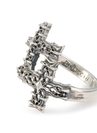 Detail View - Click To Enlarge - EMANUELE BICOCCHI - Notre-Dame Contrarie Sterling Silver Cross Ring