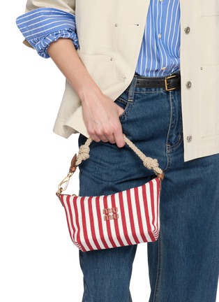 Figure View - Click To Enlarge - MIU MIU - Cotton Leather Pouch Bag