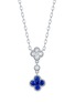 LC COLLECTION JEWELLERY Clover 18K White Gold Sapphire Diamond Drop Necklace — 45cm