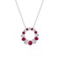 LC COLLECTION JEWELLERY Circle 18K White Gold Ruby Diamond Necklace — Size 18