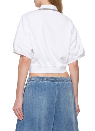 Back View - Click To Enlarge - ALEXANDERWANG - Relaxed Cropped Cinched Cotton Polo Shirt