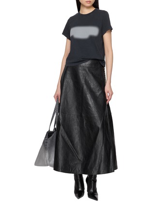 Figure View - Click To Enlarge - ALEXANDERWANG - Shrunken Embossed Reflective Logo Cotton Jersey T-Shirt