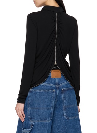 Back View - Click To Enlarge - ALEXANDERWANG - Draped Back Zip Jersey Shirt