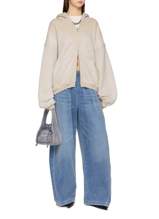 Figure View - Click To Enlarge - ALEXANDERWANG - Oversized Hotfix Embellished Zip Up Hoodie